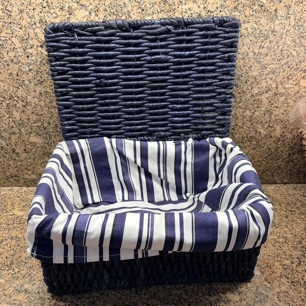 VTG Blue Wicker Storage Basket 12